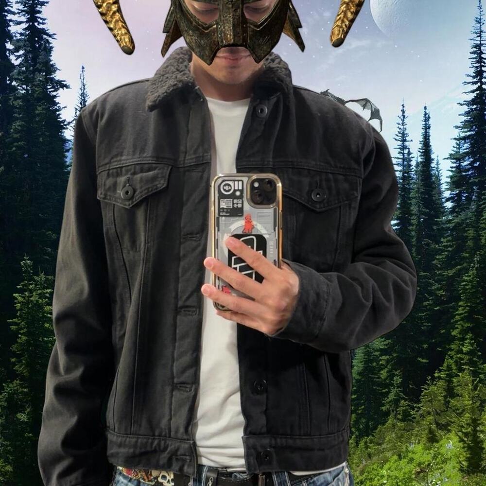 Black denim murder jacket with